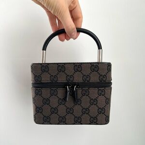 Rare GUCCI GG Canvas Canvas Handbag Vanity bag Black Vintage 2000’s
